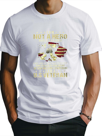 Men's Graphic T-Shirt Proud American Eagle With Gold Letters And Flag Shield Under Sunlight