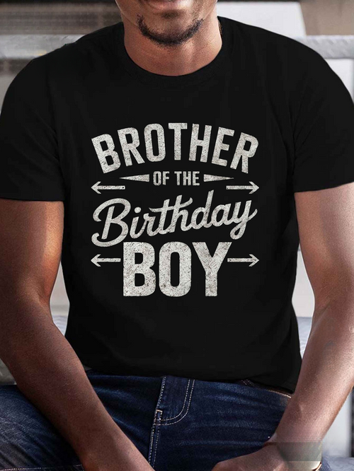Men's Graphic T-Shirt Brother Of The Birthday Boy Bold White Letters With Decorative Arrow Graphics