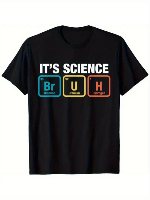 Men's Graphic T-Shirt Its Science Colorful Chemistry Element Boxes With Comic Inspired Typography Design