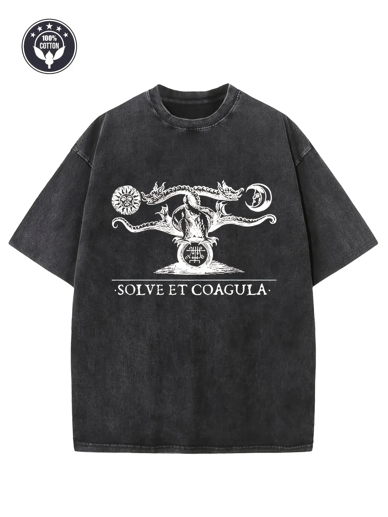 Men's Graphic T-Shirt Solve Et Coagula Mystical Symbols Surrounding Occult Duality Goat
