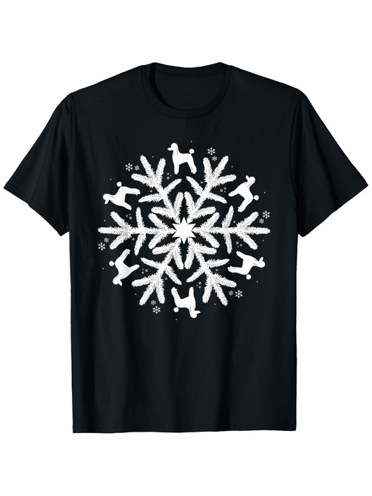 Men's Graphic T-Shirt Playful Dogs And Elegant Snowflake Pattern Centerpiece Snowflake