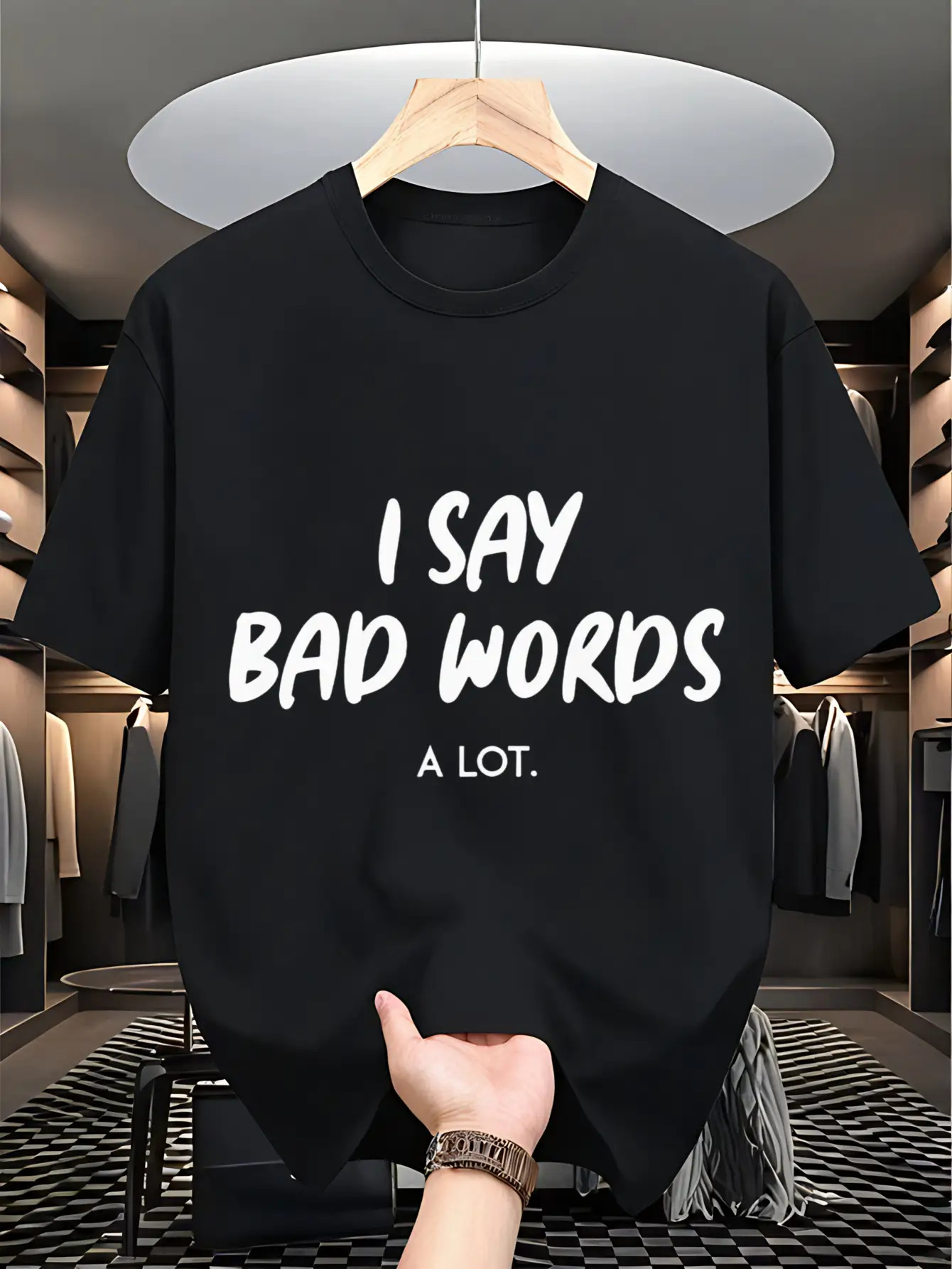 Men's Graphic T-Shirt I Say Bad Words A Lot Bold Playful Statement Typography T Shirt