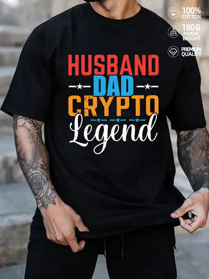 Men's Graphic T-Shirt Husband Dad Crypto Legend Retro Typography On Simple Shirt