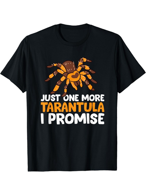 Men's Graphic T-Shirt Funny Statement With Playful Cartoon Orange Spotted Furry Tarantula Spider