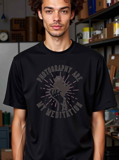 Men's Graphic T-Shirt Photography Art My Meditation Radiating Light Lens In A Calm Creative Studio