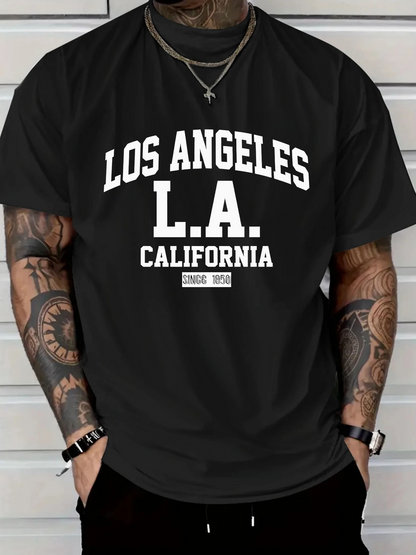 Men's Graphic T-Shirt Los Angeles California City Themed Urban Streetwear Lettering T Shirt