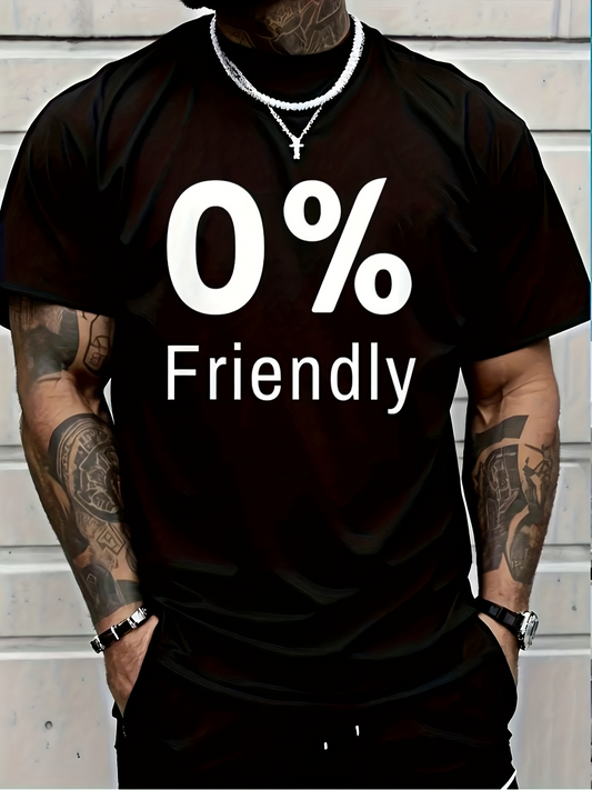 Men's Graphic T-Shirt Zero Percent Friendly Statement With Bold White Letters T Shirt