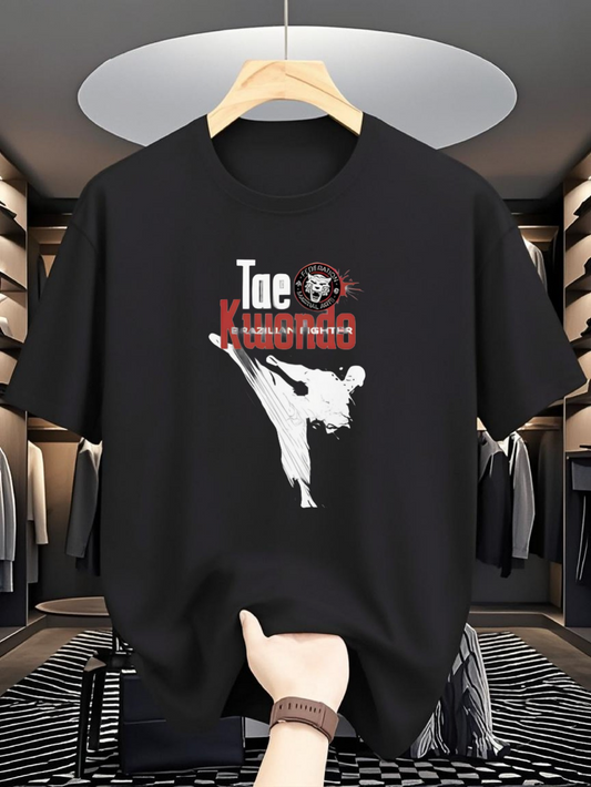 Men's Graphic T-Shirt Taekwondo Fighter With Dynamic Brushstroke Style Kick