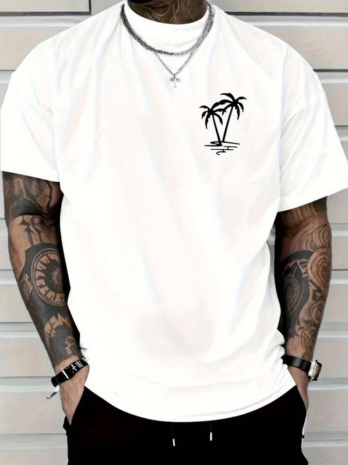 Men's Graphic T-Shirt Minimalist Black Island Palms Graphic Palm Tree