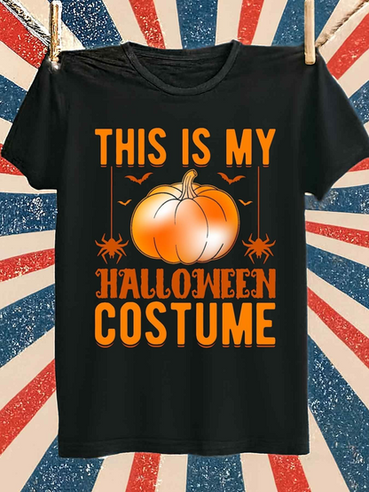 Men's Graphic T-Shirt This Is My Halloween Costume With Spiders And Pumpkin Design