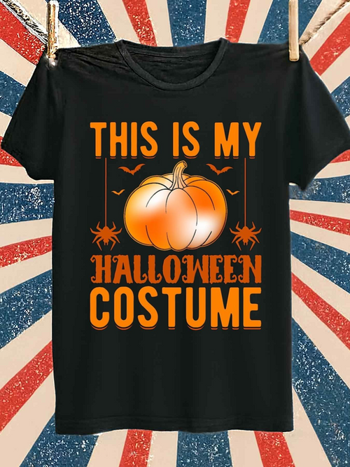 Men's Graphic T-Shirt This Is My Halloween Costume With Spiders And Pumpkin Design