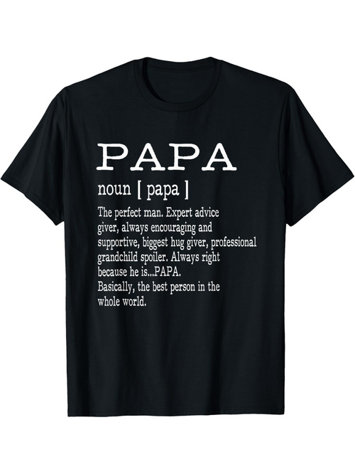 Men's Graphic T-Shirt Papa Noun Expert Advice Definition Typography On Classic Black Shirt