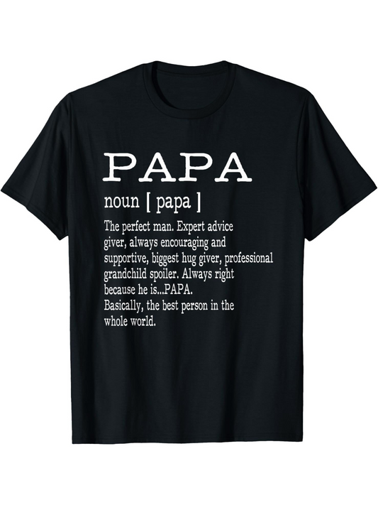 Men's Graphic T-Shirt Papa Noun Expert Advice Definition Typography On Classic Black Shirt