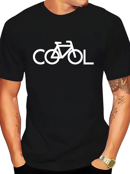 Men's Graphic T-Shirt Cool Bike With Minimalist Line Art Surrounded By Bold Clean Typography