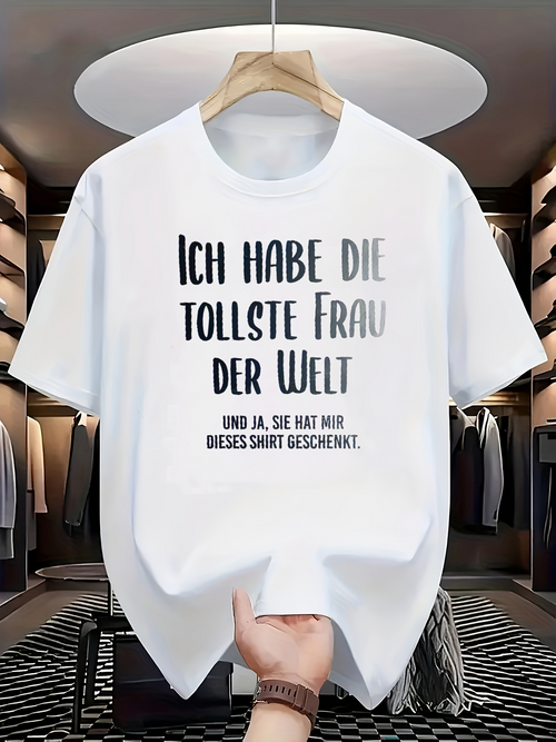 Men's Graphic T-Shirt Funny German phrase "Ich Habe Die Tolle Frau Der Welt"