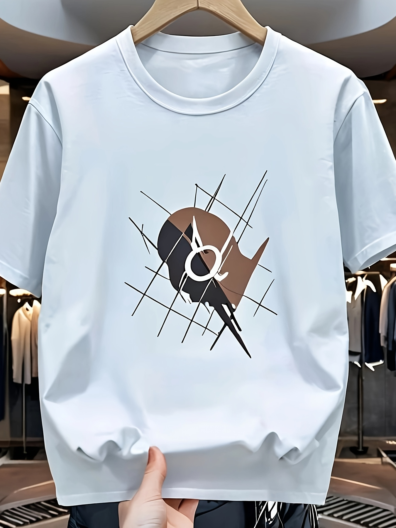 Men's Graphic T-Shirt Abstract Lines And Earth Tone Shapes Center Graphic Snail
