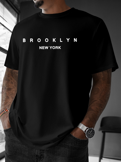 Men's Graphic T-Shirt Brooklyn New York Minimal Lettering On Classic Cotton T Shirt