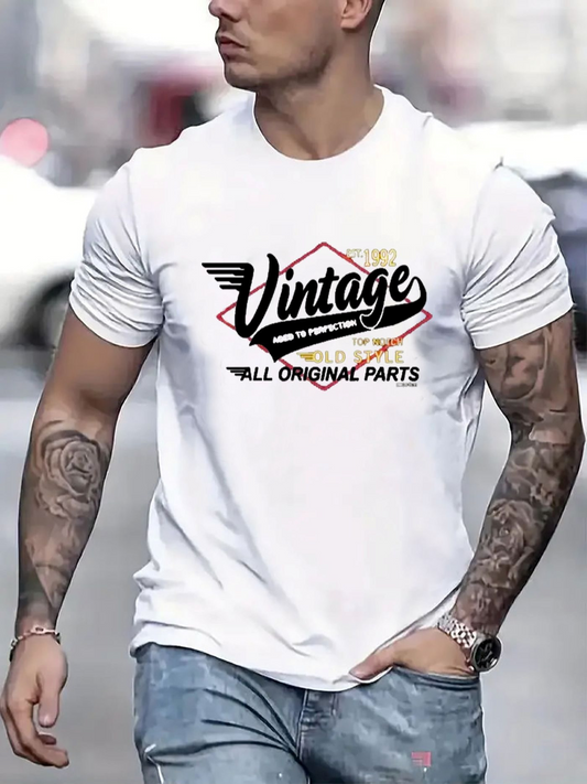 Men's Graphic T-Shirt Vintage Classic Retro Style With Bold Lettering On Soft Cotton T Shirt