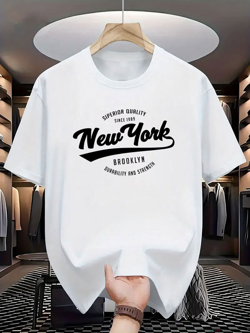 Men's Graphic T-Shirt Superior Quality Urban Style Script New York Graphic Tee