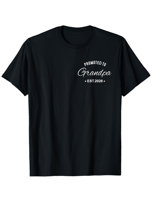 Men's Graphic T-Shirt Promoted To Grandpa White Vintage Inspired Text On Classic T Shirt