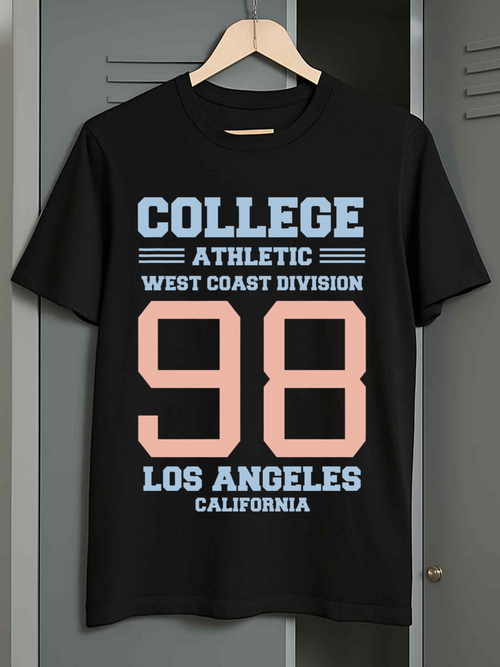 Men's Graphic T-Shirt College Athletic Typography With Pastel Numbers And Los Angeles Motif T Shirt