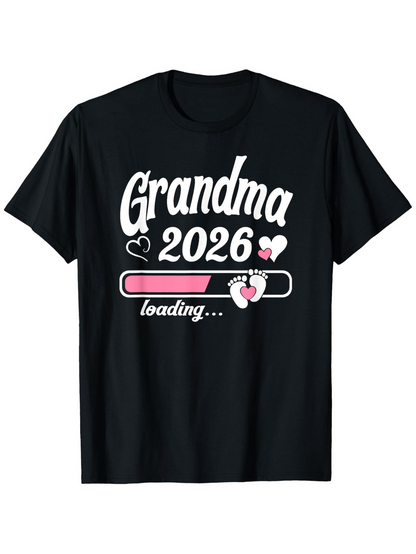 Men's Graphic T-Shirt Grandma 2026 With Pink Hearts Progress Bar And Baby Footprint
