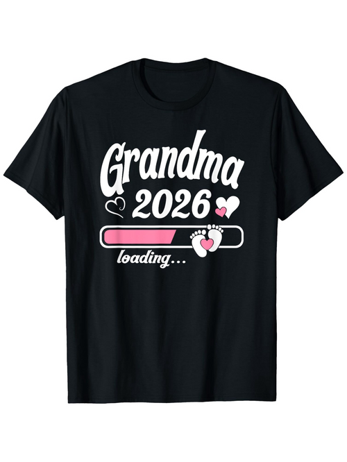 Men's Graphic T-Shirt Grandma 2026 With Pink Hearts Progress Bar And Baby Footprint