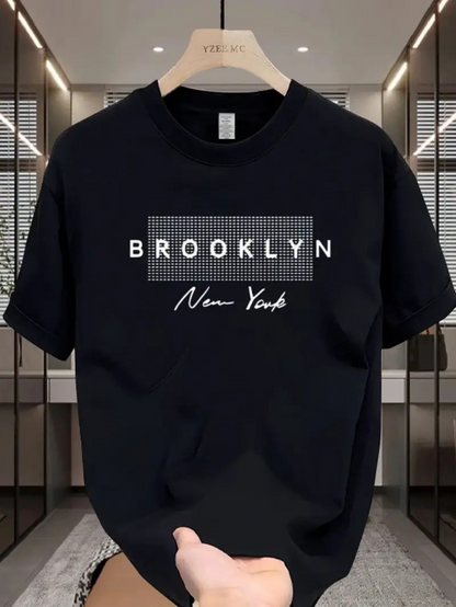 Men's Graphic T-Shirt Brooklyn New York Grid Shadow Effect Modern City T Shirt