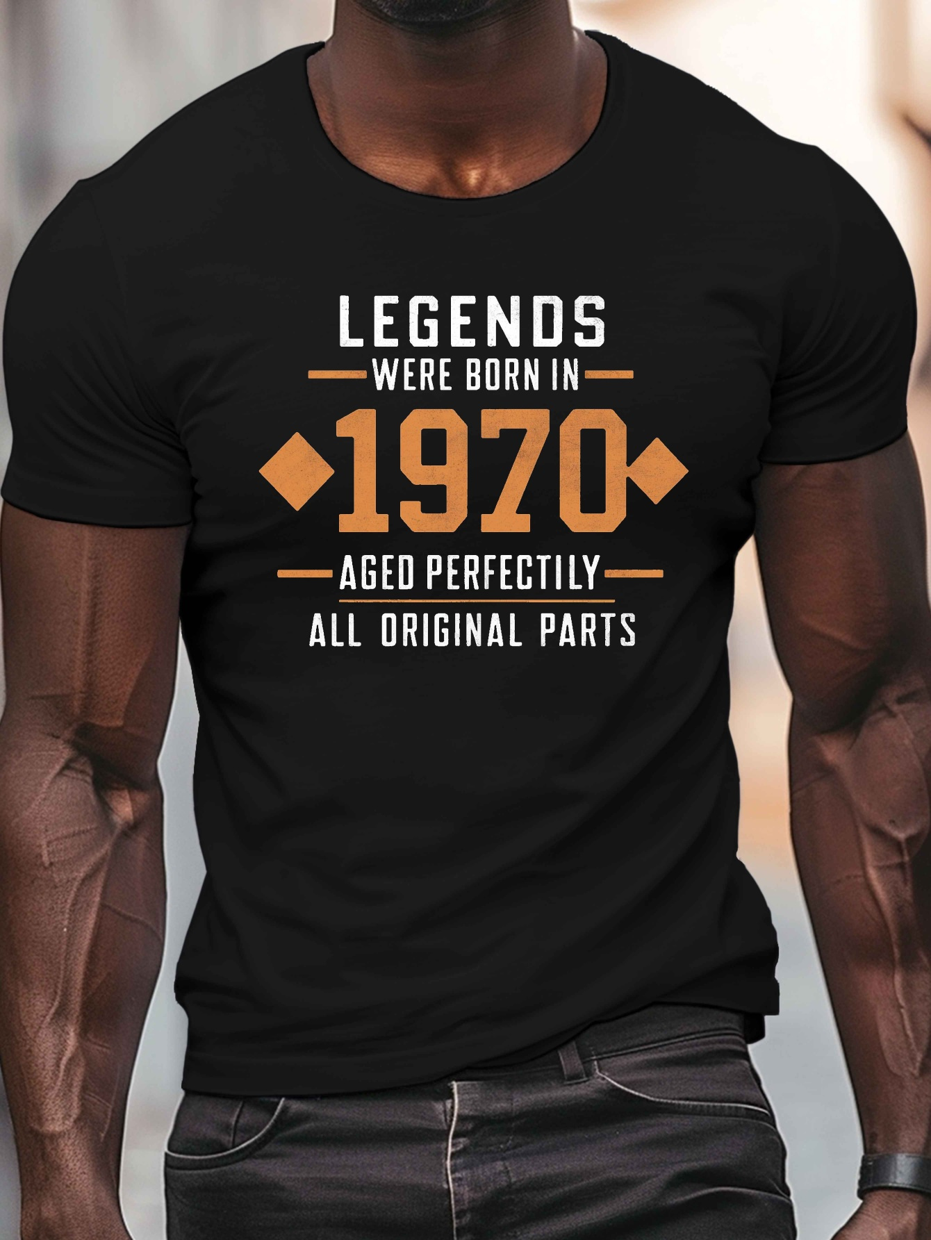Men's Graphic T-Shirt Legends Were Born In 1970 With Geometric Accents And Bold Text