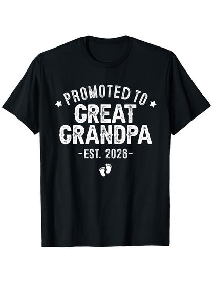 Men's Graphic T-Shirt Promoted To Great Grandpa With Est 2026 And Tiny Footprints
