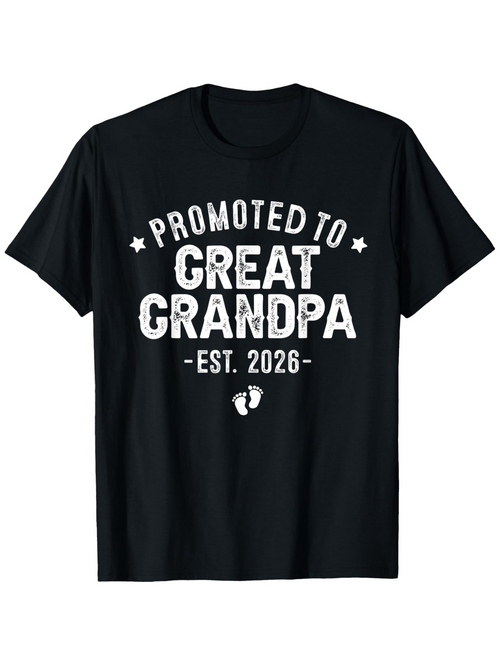 Men's Graphic T-Shirt Promoted To Great Grandpa With Est 2026 And Tiny Footprints