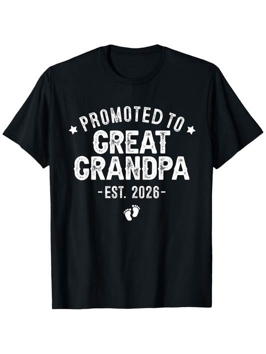 Men's Graphic T-Shirt Promoted To Great Grandpa With Est 2026 And Tiny Footprints