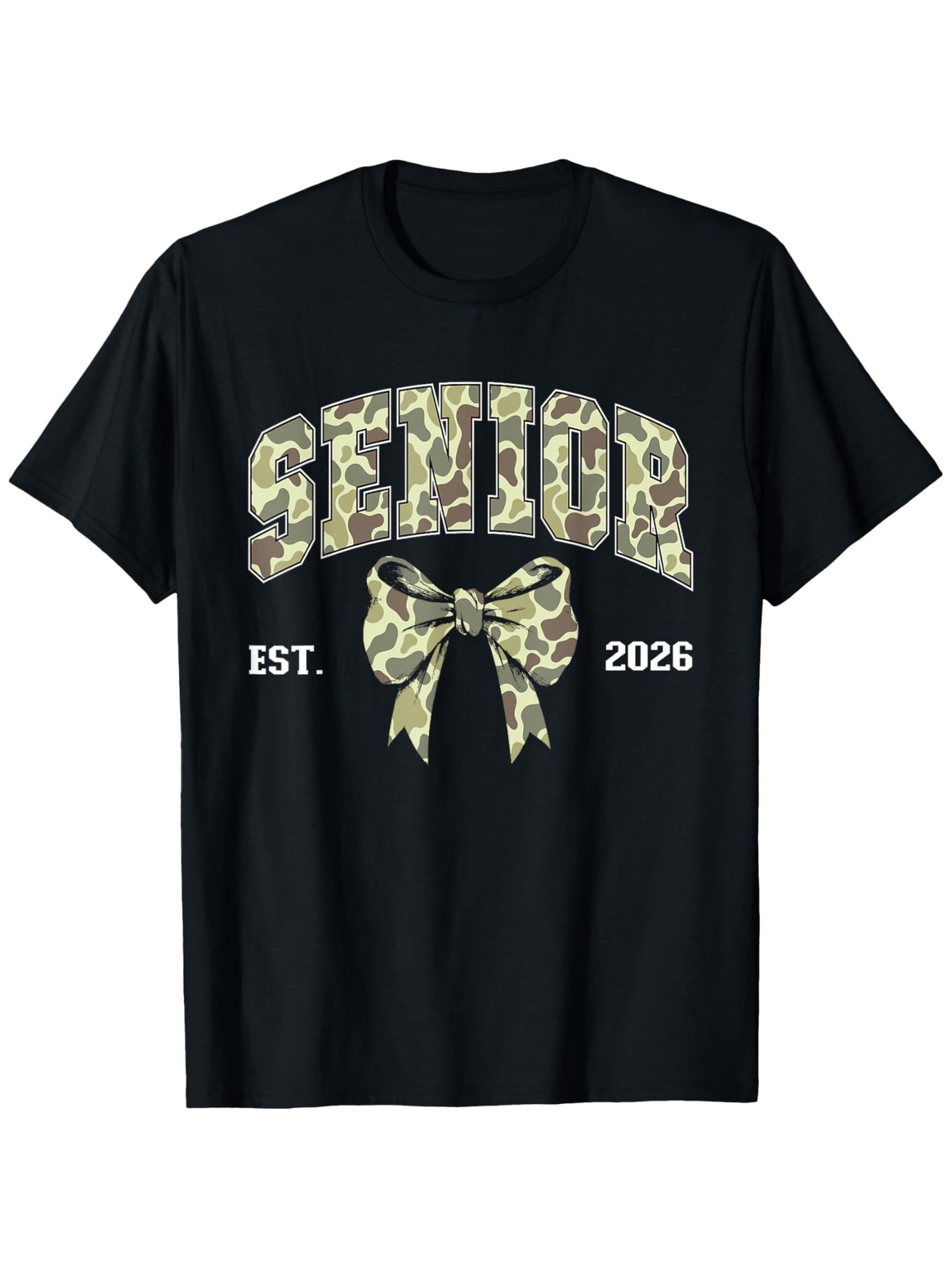Men's Graphic T-Shirt Senior Camo Print Bow With Year 2026 Graduation Tee