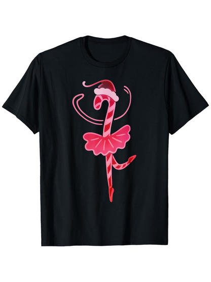 Men's Graphic T-Shirt Candy Cane Dressed With A Pink Skirt And Santa Hat Flamingo