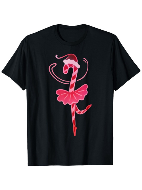 Men's Graphic T-Shirt Candy Cane Dressed With A Pink Skirt And Santa Hat Flamingo