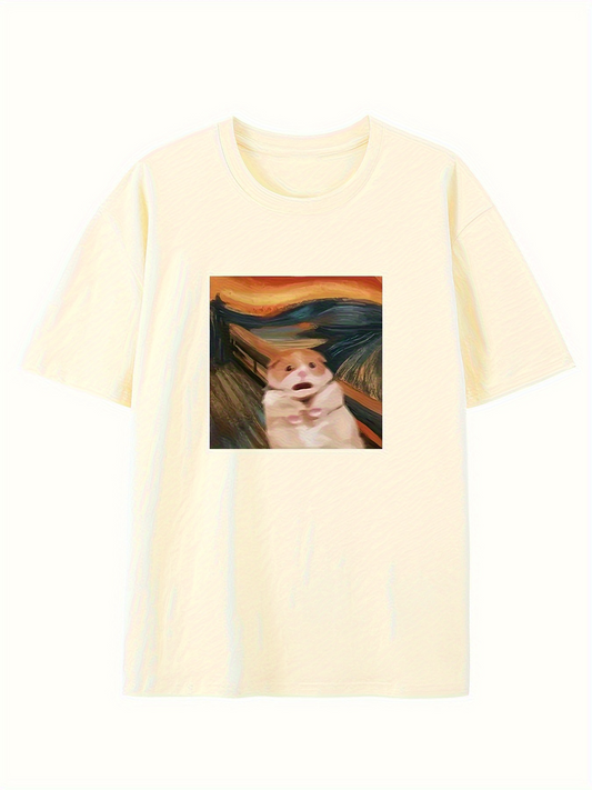 Men's Graphic T-Shirt Happy Dog Under Dramatic Skies With Abstract Colorful Mountains