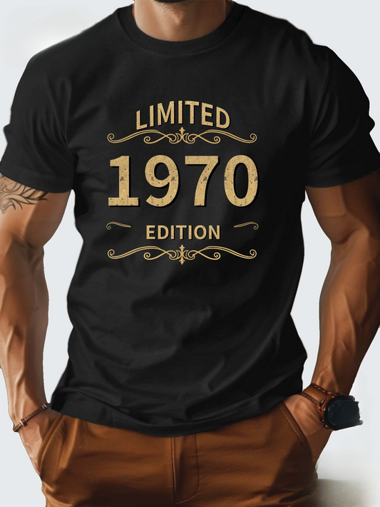 Men's Graphic T-Shirt Limited 1970 Edition Classic Retro Typography With Vintage Scrollwork Design Shirt