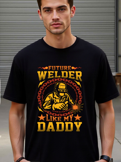 Men's Graphic T-Shirt Future Welder Surrounded By Sparks And Fire With Welding Tools