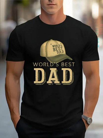 Men's Graphic T-Shirt Worlds Best Dad Hat Illustration With Large Bold Lettering Dad
