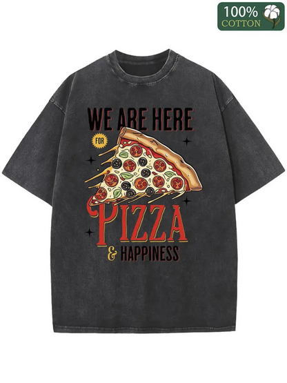 Men's Graphic T-Shirt We Are Here For Pizza And Happiness Juicy Cheese Slice With Pepperoni And Melting Cheese Pizza