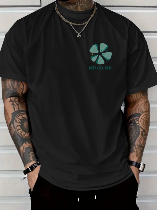 Men's Graphic T-Shirt Green Clover Emblem Under Soft Light On Casual Tee