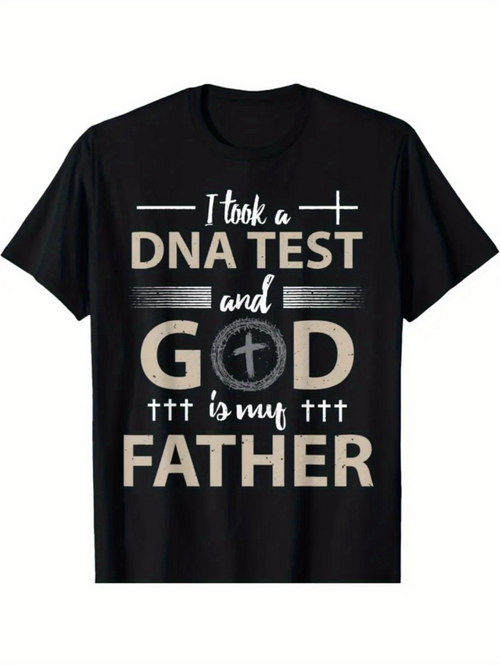 Men's Graphic T-Shirt I Took A DNA Test And God Is My Father Minimalist Cross Print T Shirt