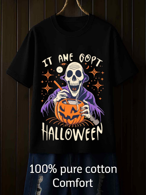 Men's Graphic T-Shirt It Aint Got Halloween Glowing Stars And Smiling Pumpkin Skeleton