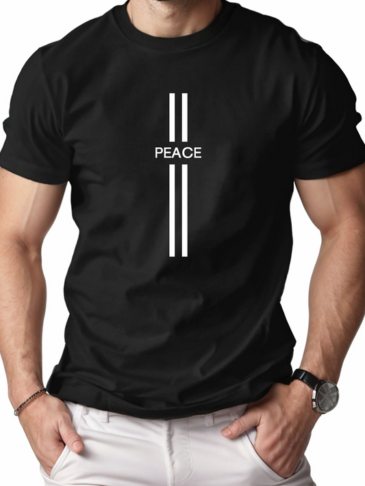 Men's Graphic T-Shirt Peace Minimalist Vertical Lines Graphic Tee