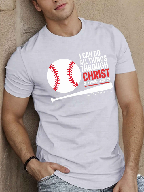 Men's Graphic T-Shirt I Can Do All Things Through Christ Red Letter Graphic Baseball
