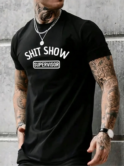 Men's Graphic T-Shirt Shit Show With Bold White Lettering And Simple Black Graphic Typography