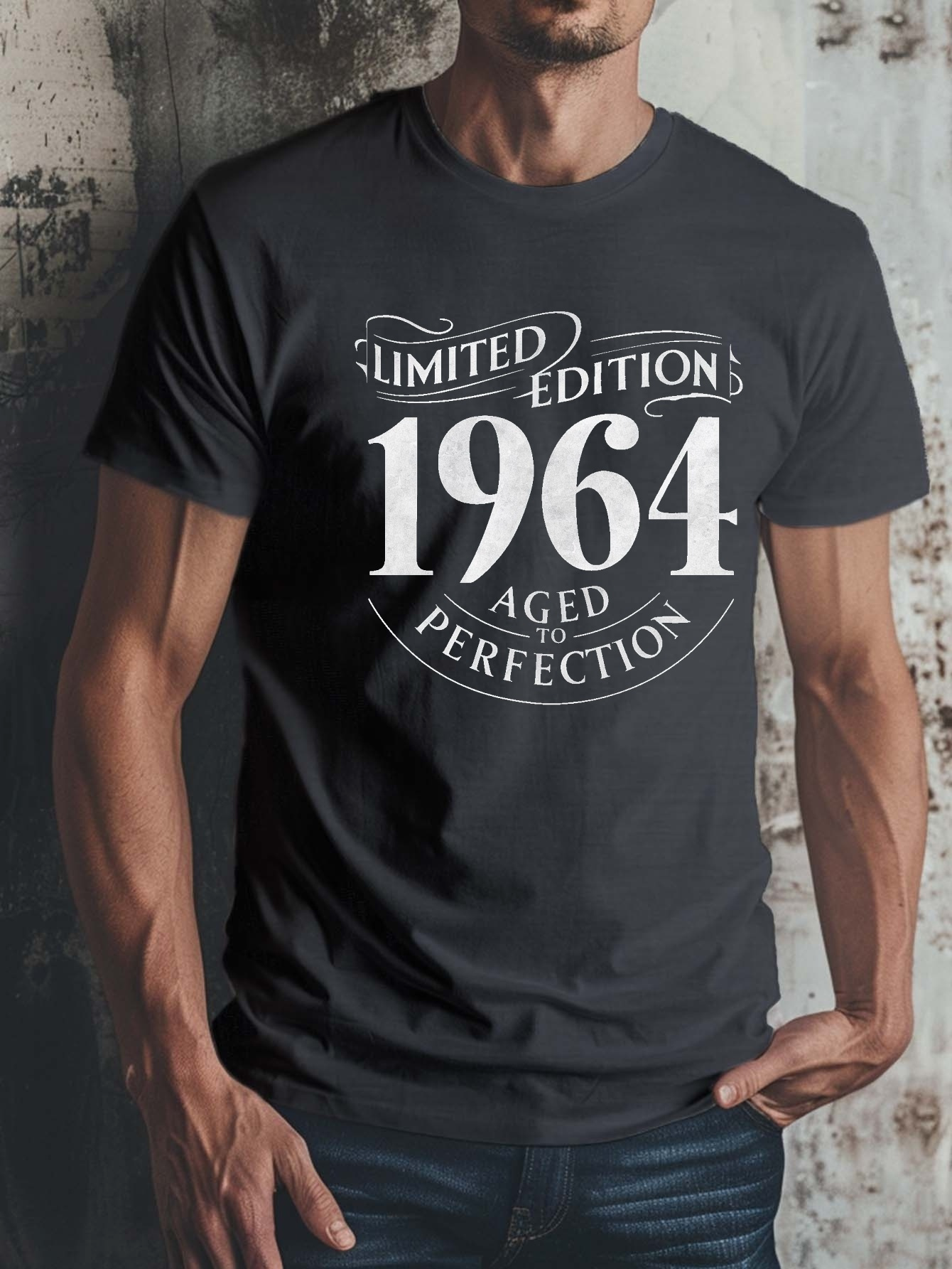 Men's Graphic T-Shirt Limited Edition Aged To Perfection Typography With Vintage Style Number 1964