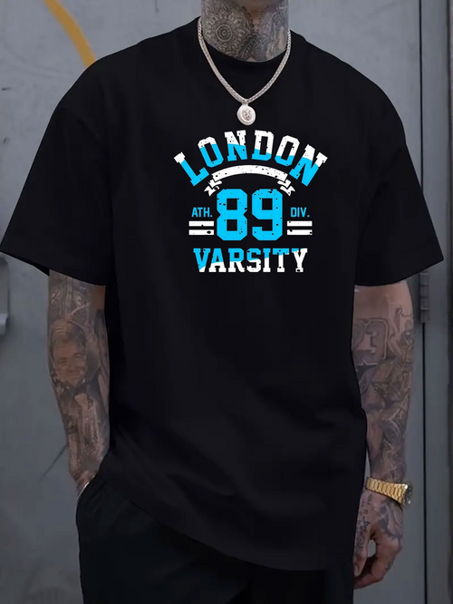 Men's Graphic T-Shirt London Varsity Classic Blue Athletic Graphic 89 Shirt