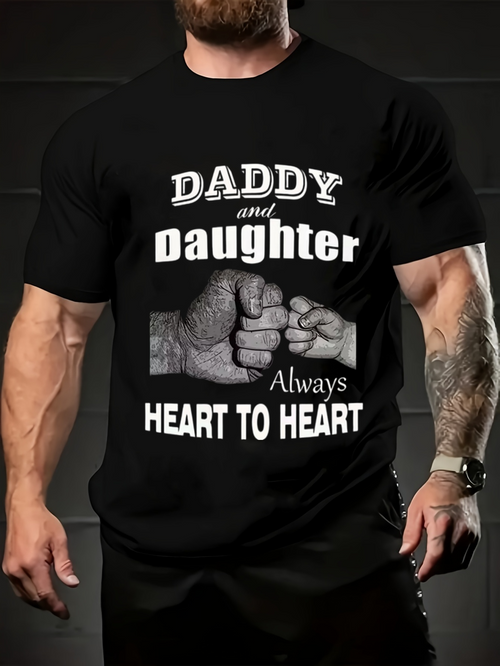 Men's Graphic T-Shirt Daddy And Daughter Always Heart To Heart Hands