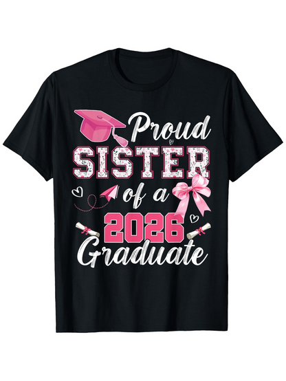 Men's Graphic T-Shirt Proud Sister Of A 2026 Graduate Pink Bow And Graduation Cap